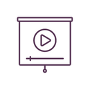 Ícono simbolizando una presentación multimedia o webinar en curso