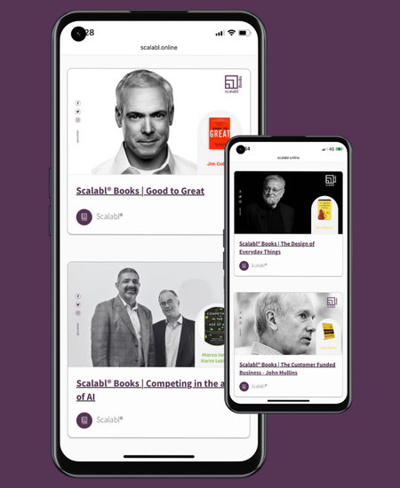 Celular con imagenes de los cursos de Scalabl